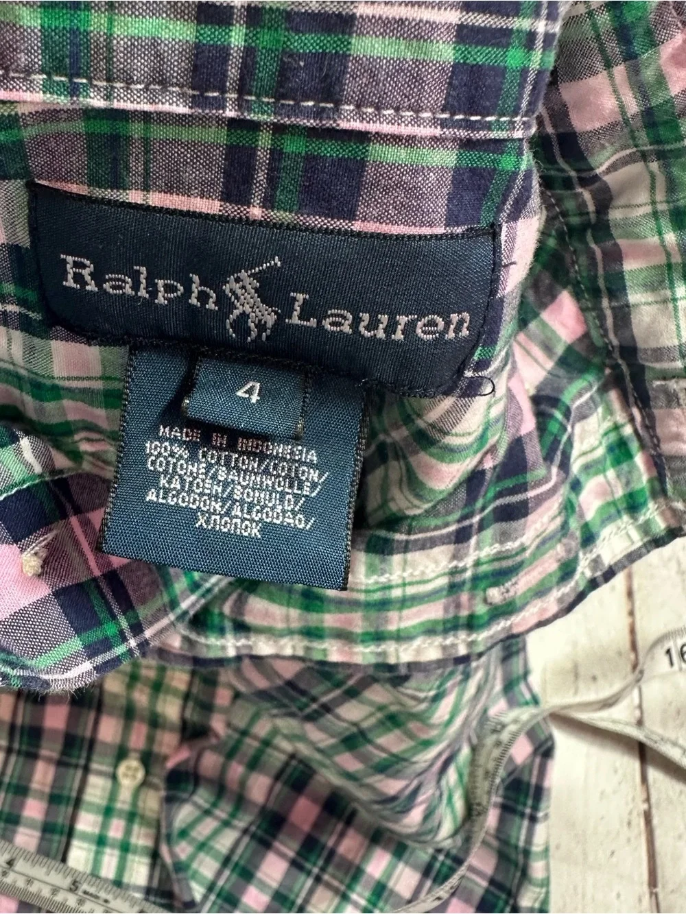 Ralph Lauren RL Plaid Short-Sleeve Button up cotton Shirt boys 4 preppy spring